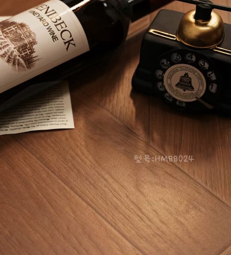wood look porcelain tile with warm brown tone